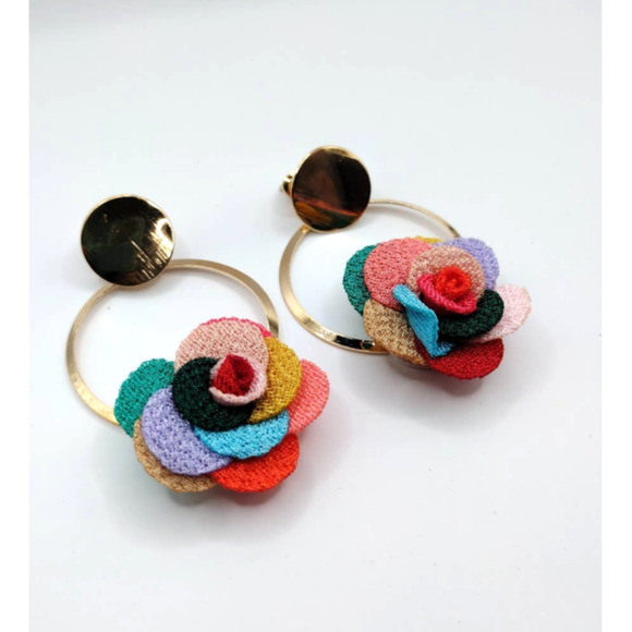 Colorful Fun Flower Drop Earrings - Picture 4 of 4